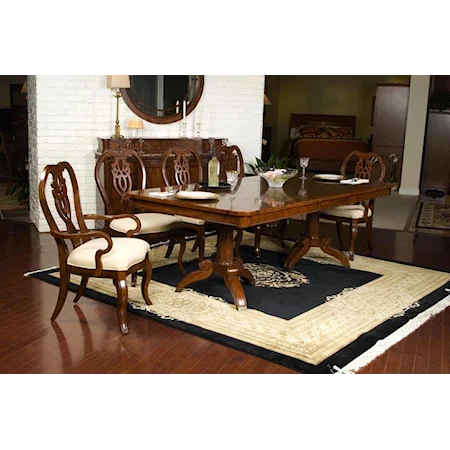 Double Pedestal Table and Chairs Set